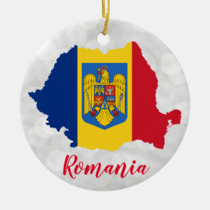 Adorno De Cerámica Rumania Mapa de bandera rumana