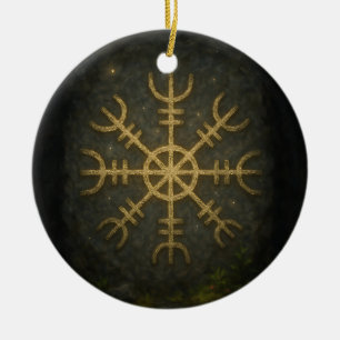 Adorno De Cerámica Runestone AEgishjálmur - Antiguo Norse Protection