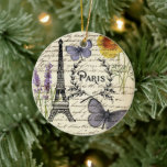 Adorno De Cerámica rural francés scripts de campo paris eiffel tower<br><div class="desc">rústico campo francés guiones paris eiffel tower accesorios para el hogar. regalos de matrimonio parís para los amantes de parís.</div>