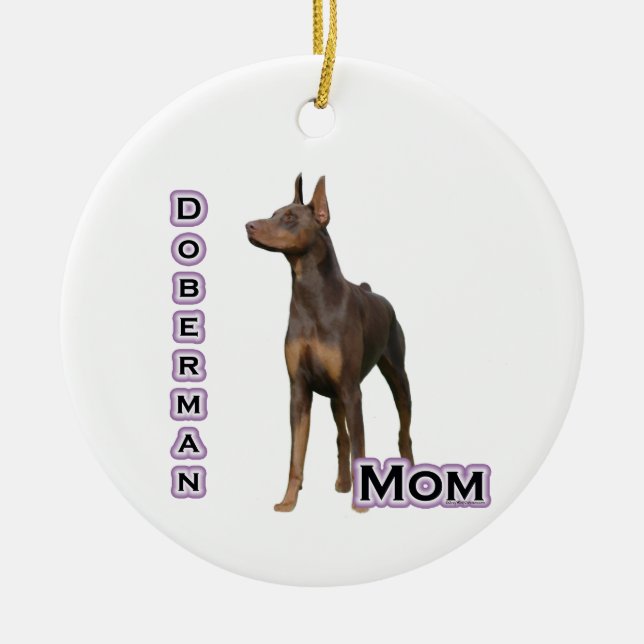 Adorno De Cerámica Rust Doberman Mom 4 - Keychain (Frente)