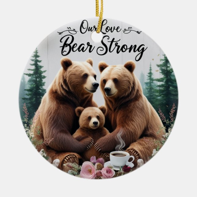 Adorno De Cerámica Rustic Bear Strong Family Ceramic Circle Ornament (Frente)