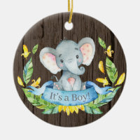 Rustic Boy Elephant Baby Shower Blue