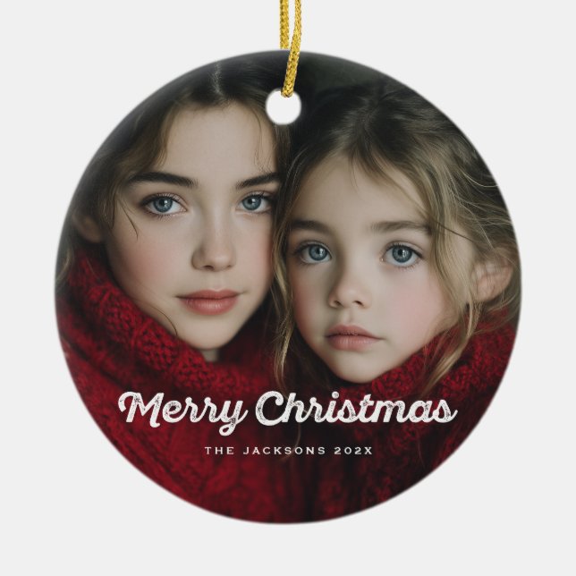 Adorno De Cerámica Rustic Chic Merry Christmas Design (Frente)