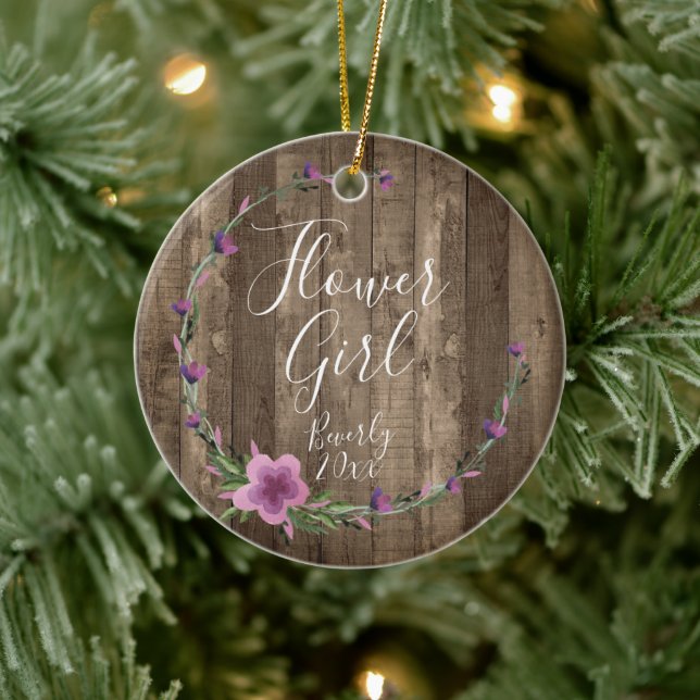 Adorno De Cerámica Rustic Farmhouse Personaliza a Flower Girl Keepsak (Árbol)
