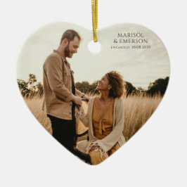 Adorno De Cerámica Rustic Modern Engagement Photo Heart Keepsake
