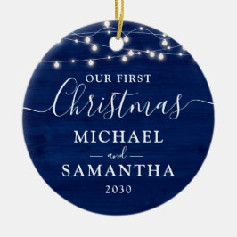 Adorno De Cerámica Rustic Our First Christmas Couple