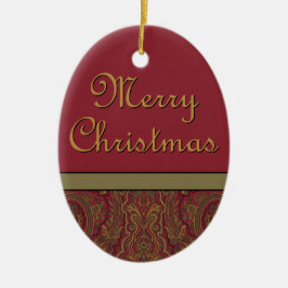 Adorno De Cerámica Rustic Paisley Merry Christmas