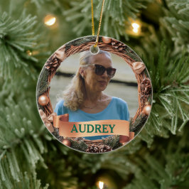 Adorno De Cerámica Rustic Pinecone Wreath ANY Photo