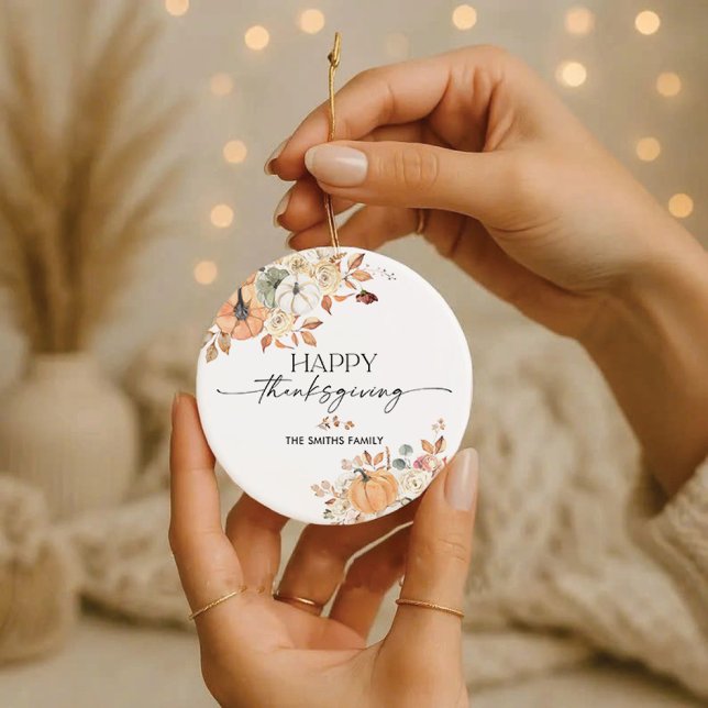 Adorno De Cerámica Rustic Pumpkins Thanksgiving Dinner Ornament  (Subido por el creador)