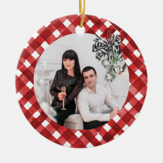 Adorno De Cerámica Rustic Red Gingham Noël