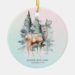 Adorno De Cerámica Rustic Woodland Deer Baby Photo Keepsake
