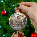 Adorno De Cerámica Rústica de la foto familiar de navidades<br><div class="desc">Apreciar los preciados momentos de su familia en la temporada de Navidades con nuestra foto personalizado de la Navidad Ornamento. Este singular ornamento muestra una fotografía familiar favorita. Personalízalo con tu foto más atesorada, desde el momento sincero hasta el retrato posado. Añade un mensaje personalizado para que tu decoración de...</div>
