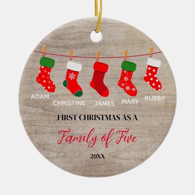 Adorno De Cerámica Rústica familia de invierno de cinco sockets (Frente)