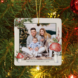 Adorno De Cerámica Rústica foto de hongos de Navidades de Woodland