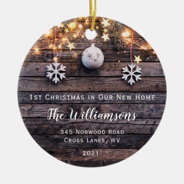 Adorno De Cerámica Rústica Luces de Madera Estrellas Calentamiento de (Frente)