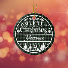 Rústico Feliz Navidad Verde y Personalizado de Pap