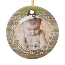 Rústico Navidad Pino Branch & Berries Woodgrain