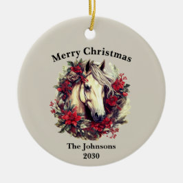 Adorno De Cerámica Rústicos Navidades Caballos Wreath, foto de feriad