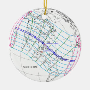 Adorno De Cerámica Ruta mundial total del eclipse solar 2045