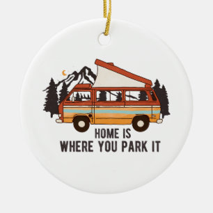 Adorno De Cerámica RV Camping Trailer "Hogar es donde lo estacionas"