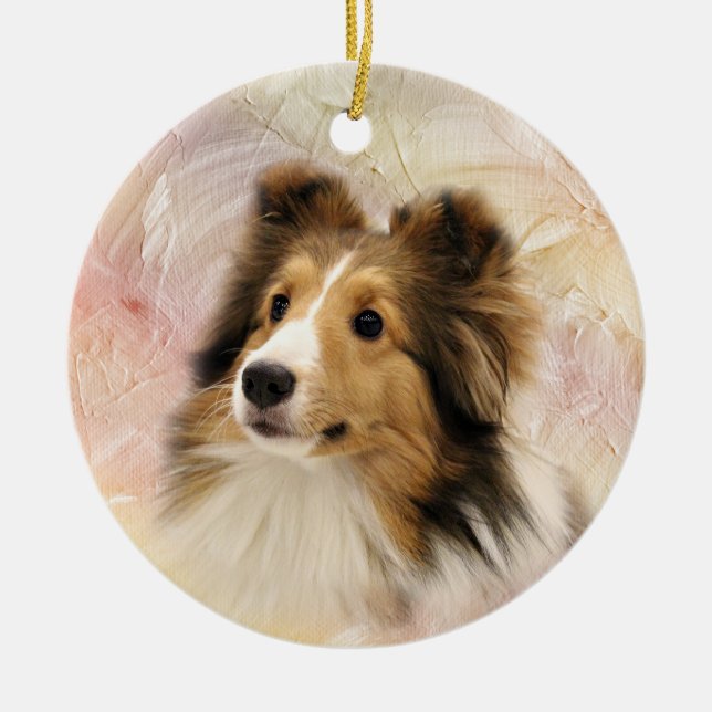 Adorno De Cerámica Sable Shetland Sheepdog (Frente)