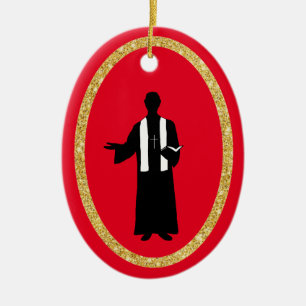Adorno De Cerámica Sacerdote sostiene la silueta de la biblia Ornamen