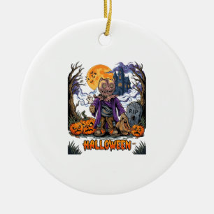 Adorno De Cerámica Saco de Caramelo de Espantapájaros de Halloween Ca