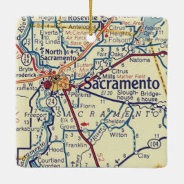 Adorno De Cerámica Sacramento CA Vintage Map