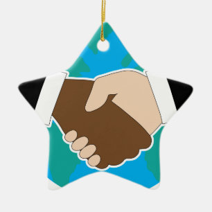 Adorno De Cerámica Sacudida de la mano del mundo
