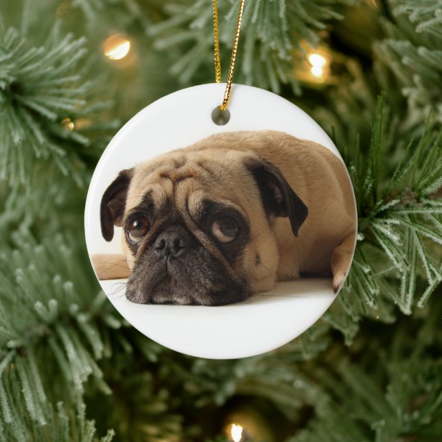 Adorno De Cerámica Sad Pug (Árbol)
