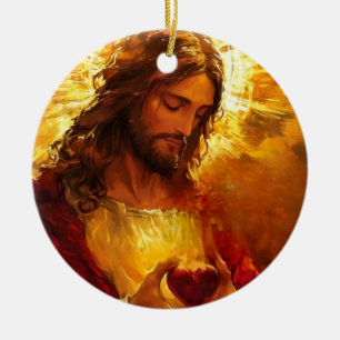 Adorno De Cerámica Sagrado Corazón de Jesús