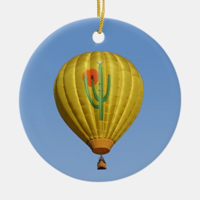 Adorno De Cerámica Sahuaro Sunrise Balón de aire caliente (Frente)