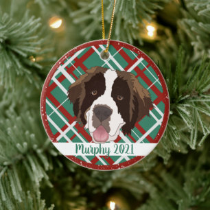 Adorno De Cerámica Saint Bernard, navidades