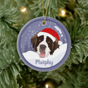 Adorno De Cerámica Saint Bernard, navidades