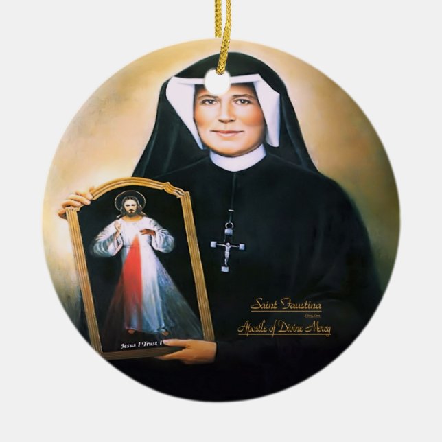 Adorno De Cerámica Saint Faustina, divina misericordia (Frente)