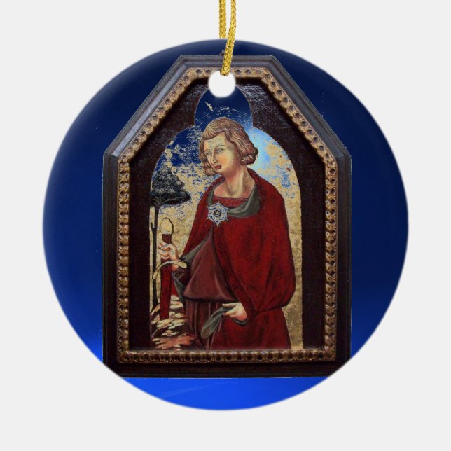 ADORNO DE CERÁMICA SAINT GALGANO / LEYENDA DE LA ESPADA EN LA ROCA (Frente)