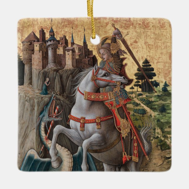 Adorno De Cerámica Saint George Slay Dragon Carlo Crivelli Paintin (Anverso)