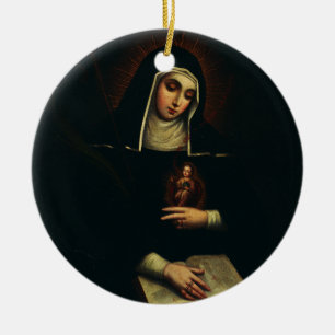 Adorno De Cerámica Saint Gertrude la gran benedictina alemana