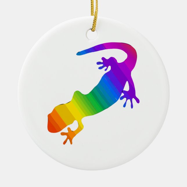 Adorno De Cerámica Salamandra rayada de arcoiris (Frente)