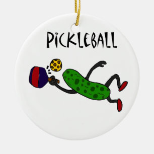 Adorno De Cerámica Salmuera divertida del salto que juega Pickleball