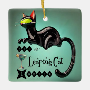 Adorno De Cerámica Salón del Gato Saltarín Futurista Atómico