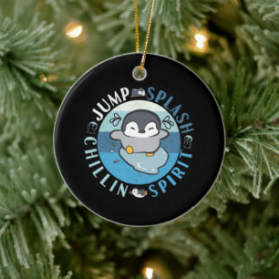 Adorno De Cerámica Salto Esplash Chillin Spirit - Siéntete pingüino b