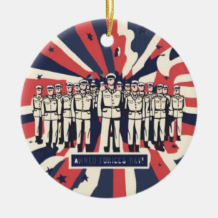 Adorno De Cerámica "Saludo al servicio: Feliz Día de las Fuerzas Arma