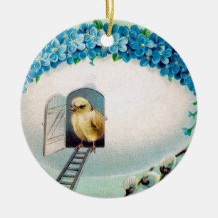 Adorno De Cerámica Saludo de Pascua de Chicas Vintage