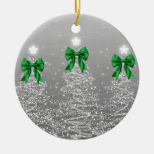 Adorno De Cerámica Saludo de Vacaciones Árboles de Navidad Plateados 