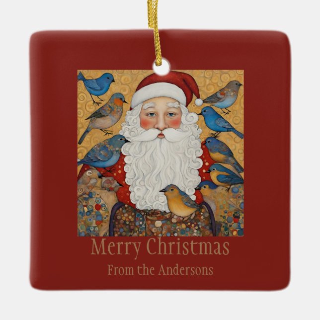 Adorno De Cerámica Saludo navideño de Santa Merry (Anverso)