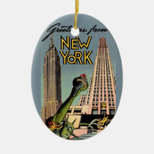 Adorno De Cerámica Saludo retro de la ciudad de Nueva York