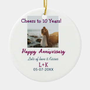 Adorno De Cerámica Saludos a los 10 años feliz aniversario agregar da