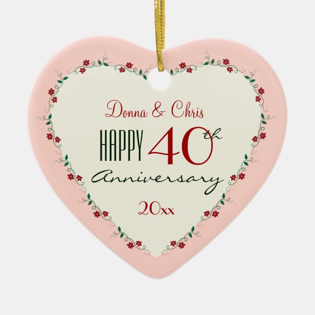 Adorno De Cerámica Saludos a los regalos de los Navidades del 40° ani (Frente)