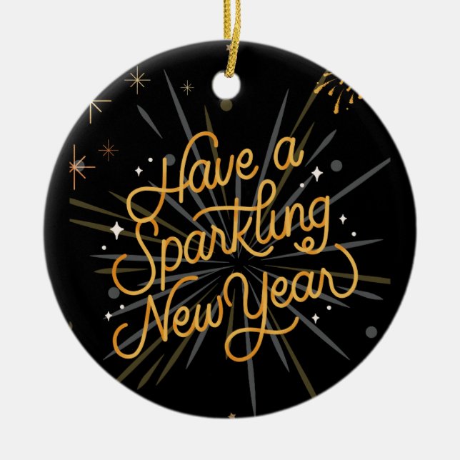 Adorno De Cerámica Saludos al Año Nuevo: ¡Celebremos juntos! (Frente)